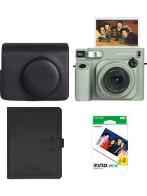 Fujifilm Instax Wide 400 Yeşil Şipşak Fotoğraf Makinesi Deri Çanta Albüm ve 20'li Film Hediye Seti