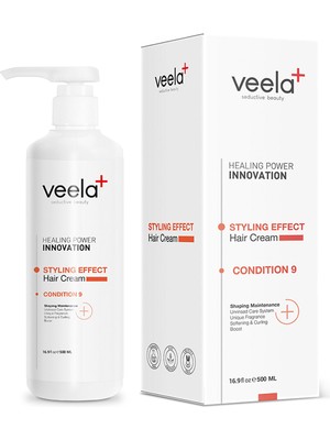 Veela Styling Effect Condition 9 Zor Şekillenen Saçlar Için Durulanmayan Şekillendirici Saç Bakım Kremi 500 ml