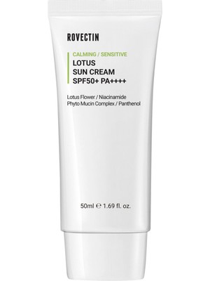 Rovectin Calming Lotus Sun Cream SPF50+ Pa++++ Nemlendirici Bariyer Koruyucu Mavi Işık Filtreli Güneş Kremi 50 ml