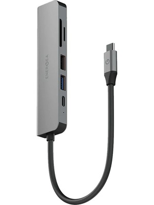 Energea Aluhub Hd3 6in1 4K 60W Pd Koyu Gri Hub Dönüştürücü