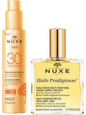 Nuxe Delicious Sun Spray SPF30 150 ml + Multi Purpose Dry Oil 100 ml Cilt Bakım Seti