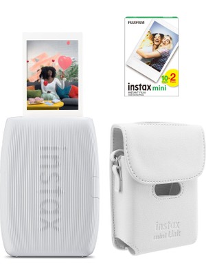 Fujifilm Instax Mini Link 3 Beyaz Akıllı Telefon Yazıcısı Beyaz Çanta ve 20'li Mini Film