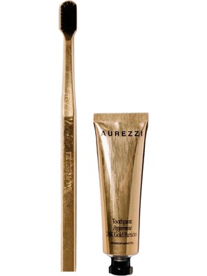 Aurezzi Travel Mini Gold Menthol Gold Diş Macunu 25 ml + Gold White Soft Diş Fırçası Ikili Set