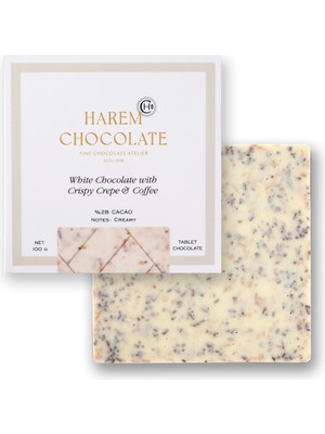 Harem Chocolate Kahveli ve Krepli Beyaz Tablet Çikolata 100G