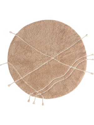 İrya Travertine Kahverengi %100 Pamuk Yuvarlak Banyo Paspası 100 x 100 cm