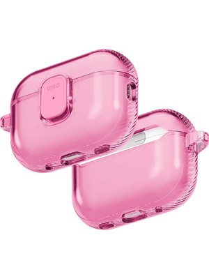 Uniq Glase Pro 3. Nesil Pembe Kilitli Airpods Pro 3 Kulaklık Kılıfı