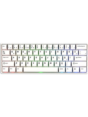 Akko Monsgeek FUN60 Max White Hall Effect Glare 8k Hz Argb Mekanik Gaming Klavye