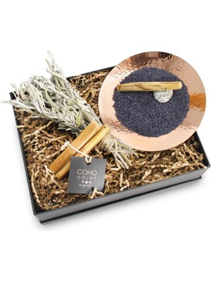 Coho Objet Box Artisan Prana Bakır Tütsülük 3 Palo Santo Adaçayı Hediye Seti