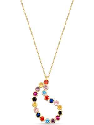 Orena Jewelry Multicolor Taşlı 14 Ayar Altın Kadın Kolye