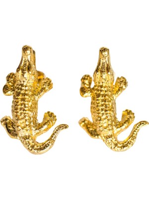 Griffart Mini Crocodile 22 Ayar Altın Kaplama Kadın Küpe