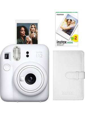Fujifilm Instax Mini 12 Beyaz Fotoğraf Makinesi + 20'li Film ve Laporta Albüm Seti