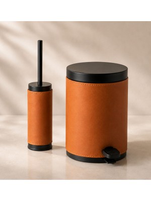System Bathroom Accessories Siyah Deri Tuvalet Fırçalığı Kılıfı