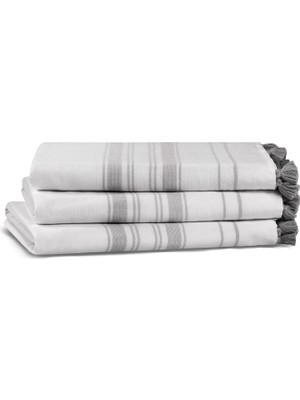 L’appartement One Side Striped Aerospin® White Taupe Pamuklu Tekli Banyo Havlusu 100 x 180 cm