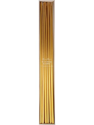 Meri Meri Gold Tall Tapered Candles Altın Rengi Uzun 12'li Pasta Mumları