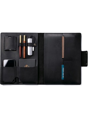 Roarcraft Siyah MacBook Pro 14" Deri Kılıf Organizer