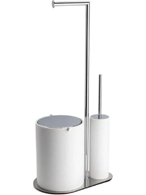 System Bathroom Accessories Beyaz Krom Ayaklı Banyo Seti