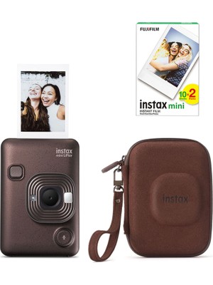 Fujifilm Instax Mini Liplay Deep Bronze Şipşak Fotoğraf Makinesi 20'li Film ve Çanta Hediye Seti