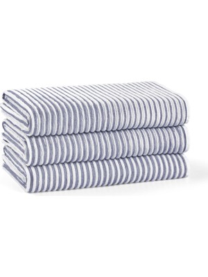 L’appartement Terry Striped Fibrosoft ® White Navy Pamuklu Tekli Banyo Havlusu 100 x 180 cm