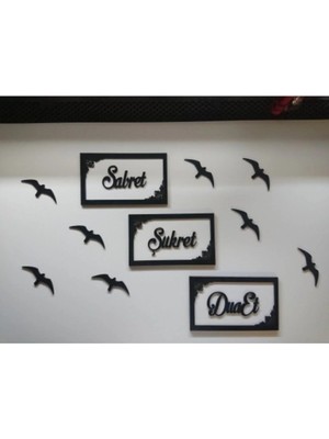 Empressco Sabret Şükret Dua Et Ahşap Motifli ve Kuşlu
