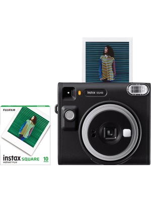 Fujifilm Instax SQ40 Siyah Fotoğraf Makinesi + 10'lu Kare Film Seti