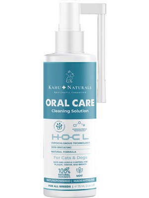 Kahu Naturals Taze Nefes Koku Tartar Plak Önleyici Kedi ve Köpek Ağız Diş Bakım Sağlığı Günlük Bakım 75 ml