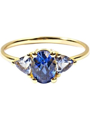The Anoukis Diana Ring Blue Sapphire And Aquamarine 14 Ayar Yellow Gold Kadın Altın Yüzük