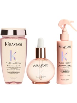 Kerastase Gloss Absolu Elektriklenme Karşıtı Parlaklık ve Isı Koruması Sağlayan Şampuan 250 ml + Saç Bakım Yağı 45 ml + Saç Sütü 190 ml 3'lü Set
