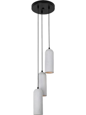 Womo Design Gri Beton Kubbe Silindir 3'lü Sarkıt Avize