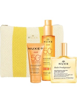 Nuxe Sun Huile Vücut Yağı 150 ml + Sun Huile 50 ml + Huile Prodigieuse Kuru Yağ 50 Ml+ Çanta Sun Seyahat Seti