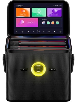 Ikarao Partybox Shell S3 Rgb Işıklı Taşınabilir Ses Bombası Siyah 80W Karaoke Bluetooth Hoparlör Seti