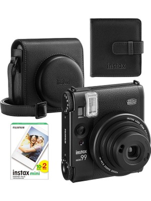 Fujifilm Instax Mini 99 Siyah Şipşak Fotoğraf Makinesi 20'li Film Kare Albüm ve Deri Kılıf Seti