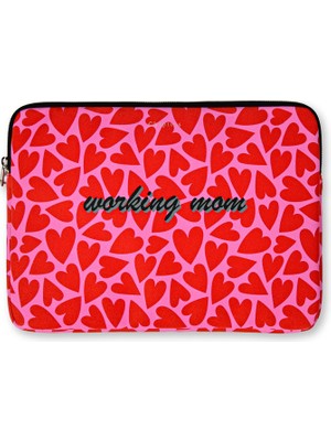 Chapters Pink & Red Hearts Working Mom Deri 13" - 14" Laptop Kılıfı