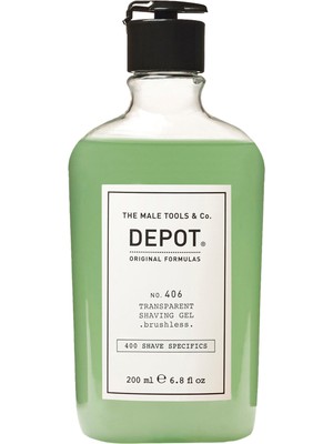 Depot No. 406 Transparent Shaving Gel Brushless Nemlendirici Tıraş Jeli 200 ml