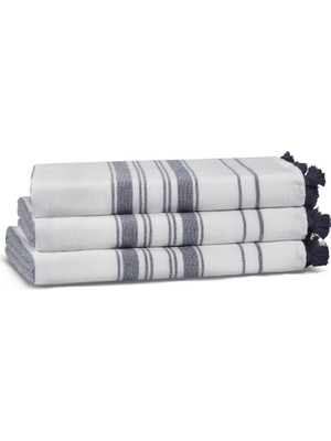 L’appartement One Side Striped Aerospin® White Navy Pamuklu Tekli Banyo Havlusu 100 x 180 cm