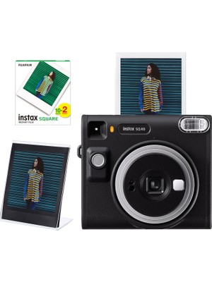 Fujifilm Instax SQ40 Siyah Fotoğraf Makinesi + 20'li Kare Film ve Pleksi Çerçeve Seti