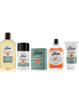 Floid Vetyver Splash Duş Jeli + Deodorant + Banyo Sabunu + Tıraş Jeli + Tıraş Sonrası Losyon Erkek Bakım Seti