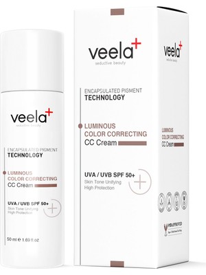 Veela Luminous Color Correcting cc Cream SPF50+ Cilt Tonu Dengeleyici Güneş Kremi 50 ml