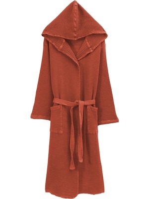 Buldan's Bohem Waffle Dokulu Loş Kırmızı Unisex Bambu Bornoz