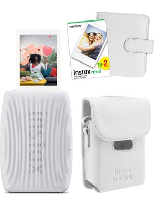 Fujifilm Instax Mini Link 3 Beyaz Akıllı Telefon Yazıcısı Beyaz Çanta Deri Albüm ve 20'li Mini Film