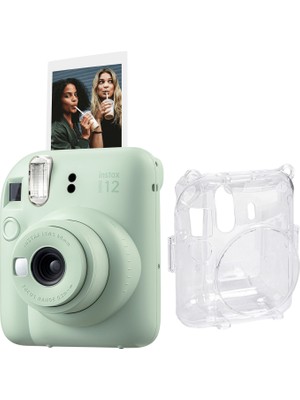 Fujifilm Instax Mini 12 Yeşil Fotoğraf Makinesi + Şeffaf Kılıf Seti