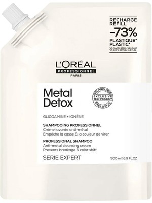 L'Oréal Professionnel Paris Serie Expert Metal Detox Renkli ve Açıcı ile Işlem Görmüş Saçlar Için Metal Karşıtı Arındırıcı Refil Şampuan 500 ml