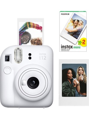Fujifilm Instax Mini 12 Beyaz Fotoğraf Makinesi + 20'li Mini Film ve Çerçeve Seti