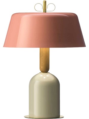 Bon Ton Pembe Natural Gold Pirinç Abajur