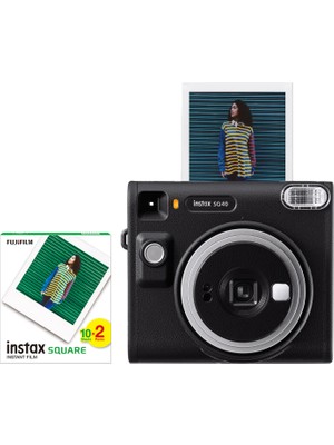 Fujifilm Instax SQ40 Siyah Fotoğraf Makinesi + 20'li Kare Film Seti Özel Kullanım