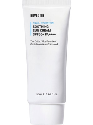 Rovectin Aqua Soothing Sun Cream SPF50+ Pa++++ %100 Fiziksel Mineral Filtreli Stres Önleyici Güneş Kremi 50 ml