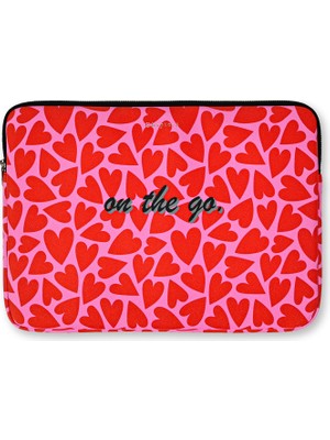 Chapters Pink & Red Hearts On The Go Deri 13"- 14" Laptop Kılıfı