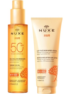 Nuxe Tanning Sun Oil SPF50+ 150 ml + Refreshing After Sun Lotion 200 ml Güneş Bakım Seti