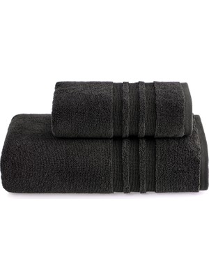 Soft Cotton Prestige Antrasit Pamuklu 2'li Banyo Havlusu Seti