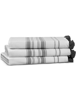 L’appartement One Side Striped Aerospin® White Dark Grey Yüz Havlusu 50 x 90 cm