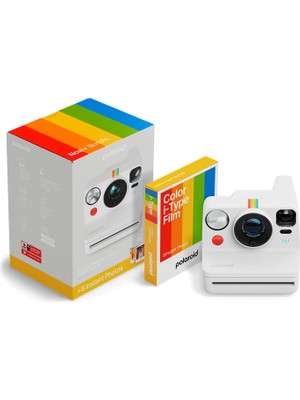 Polaroid Now+ Gen 3 Beyaz Şipşak Fotoğraf Makinesi + Color Film Bundle 8 Film